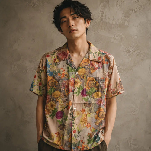 Vintage Floral Shirt Cream Botanical Button Up Shirt Chaosbornwear