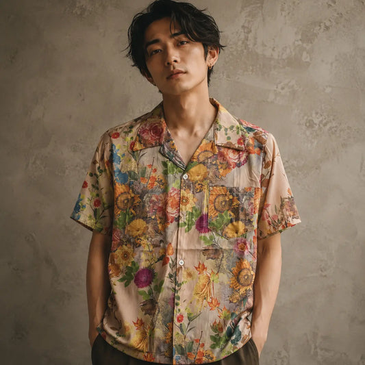 Vintage Floral Shirt Cream Botanical Button Up Shirt Chaosbornwear