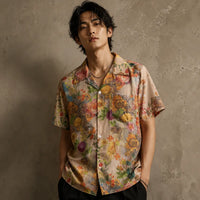 Vintage Floral Shirt Cream Botanical Button Up Shirt Chaosbornwear