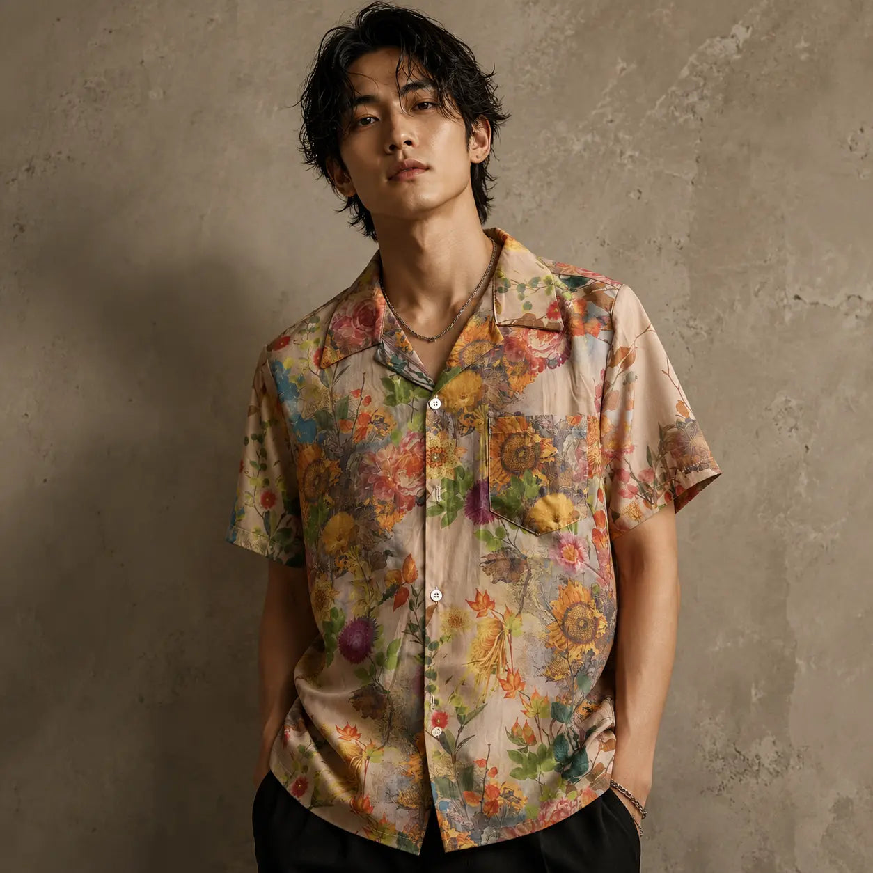Vintage Floral Shirt Cream Botanical Button Up Shirt Chaosbornwear