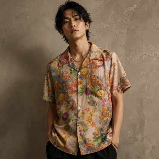 Vintage Floral Shirt Cream Botanical Button Up Shirt Chaosbornwear