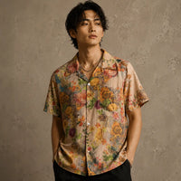 Vintage Floral Shirt Cream Botanical Button Up Shirt Chaosbornwear