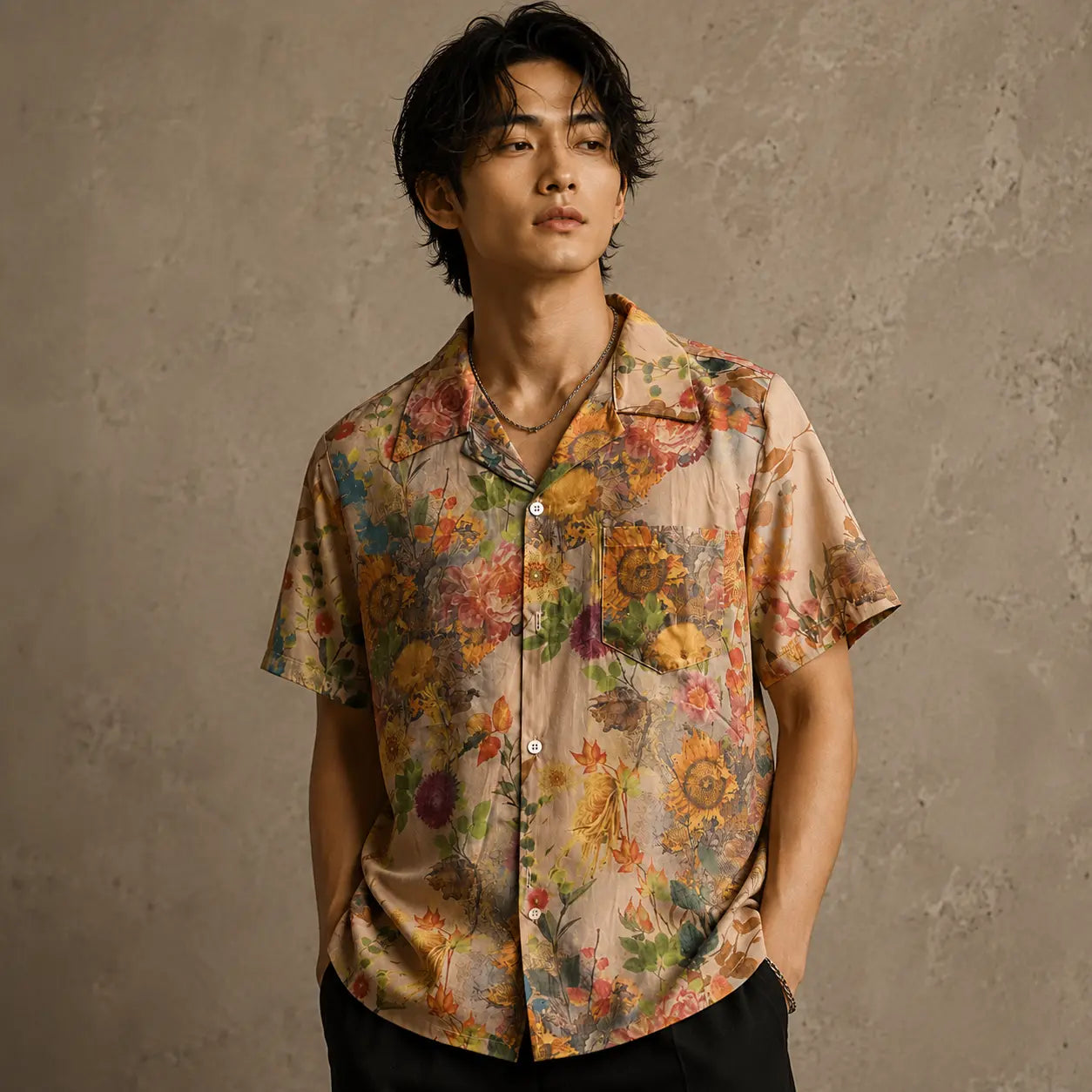 Vintage Floral Shirt Cream Botanical Button Up Shirt Chaosbornwear