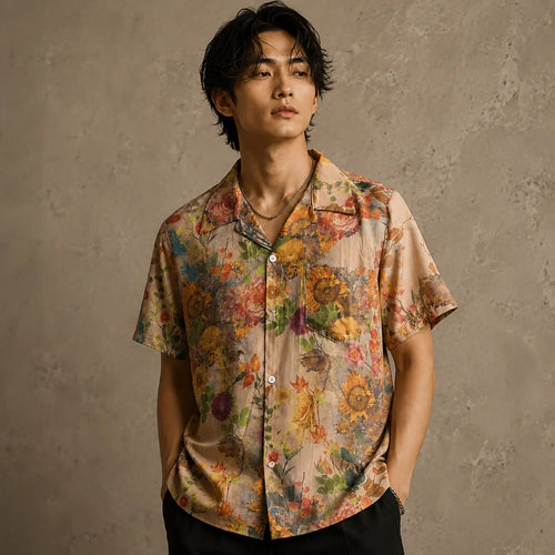 Vintage Floral Shirt Cream Botanical Button Up Shirt Chaosbornwear