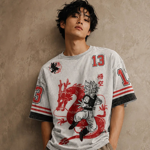 Vintage Japanese Anime T Shirt Red Dragon Graphic Tee Chaosbornwear