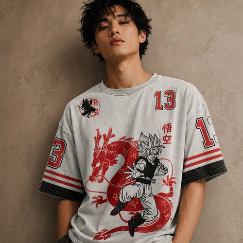 Vintage Japanese Anime T Shirt Red Dragon Graphic Tee Chaosbornwear