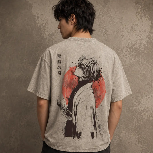 Vintage Japanese Graphic T Shirt Red Sun Back Print Chaosbornwear