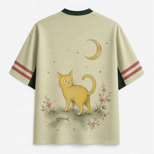 Whimsical Cat Garden Moon Jersey Shirt Floral Forest 28 Chaosbornwear