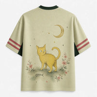Whimsical Cat Garden Moon Jersey Shirt Floral Forest 28 Chaosbornwear