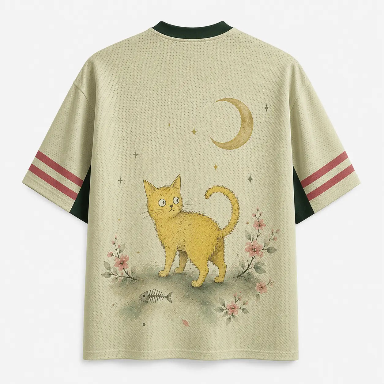Whimsical Cat Garden Moon Jersey Shirt Floral Forest 28 Chaosbornwear