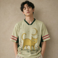 Whimsical Cat Garden Moon Jersey Shirt Floral Forest 28 Chaosbornwear