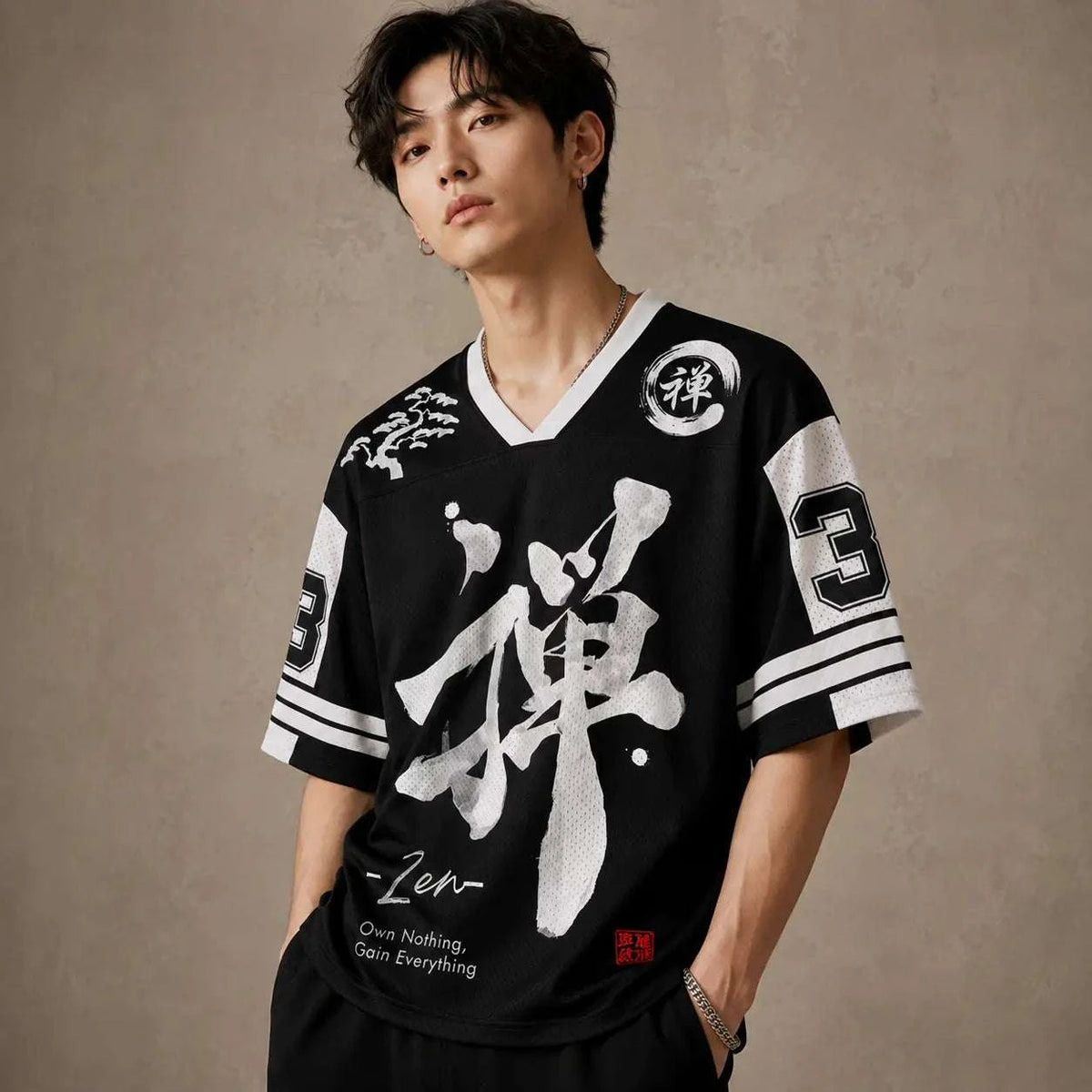 Zen Bonsai Kanji Jersey Shirt Own Nothing Gain Everything 3 Chaosbornwear