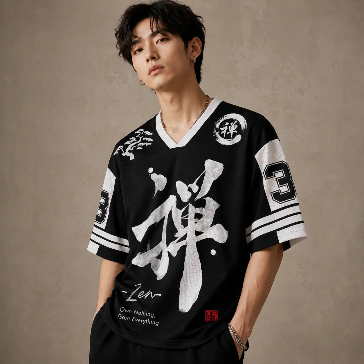 Zen Bonsai Kanji Jersey Shirt Own Nothing Gain Everything 3 Chaosbornwear