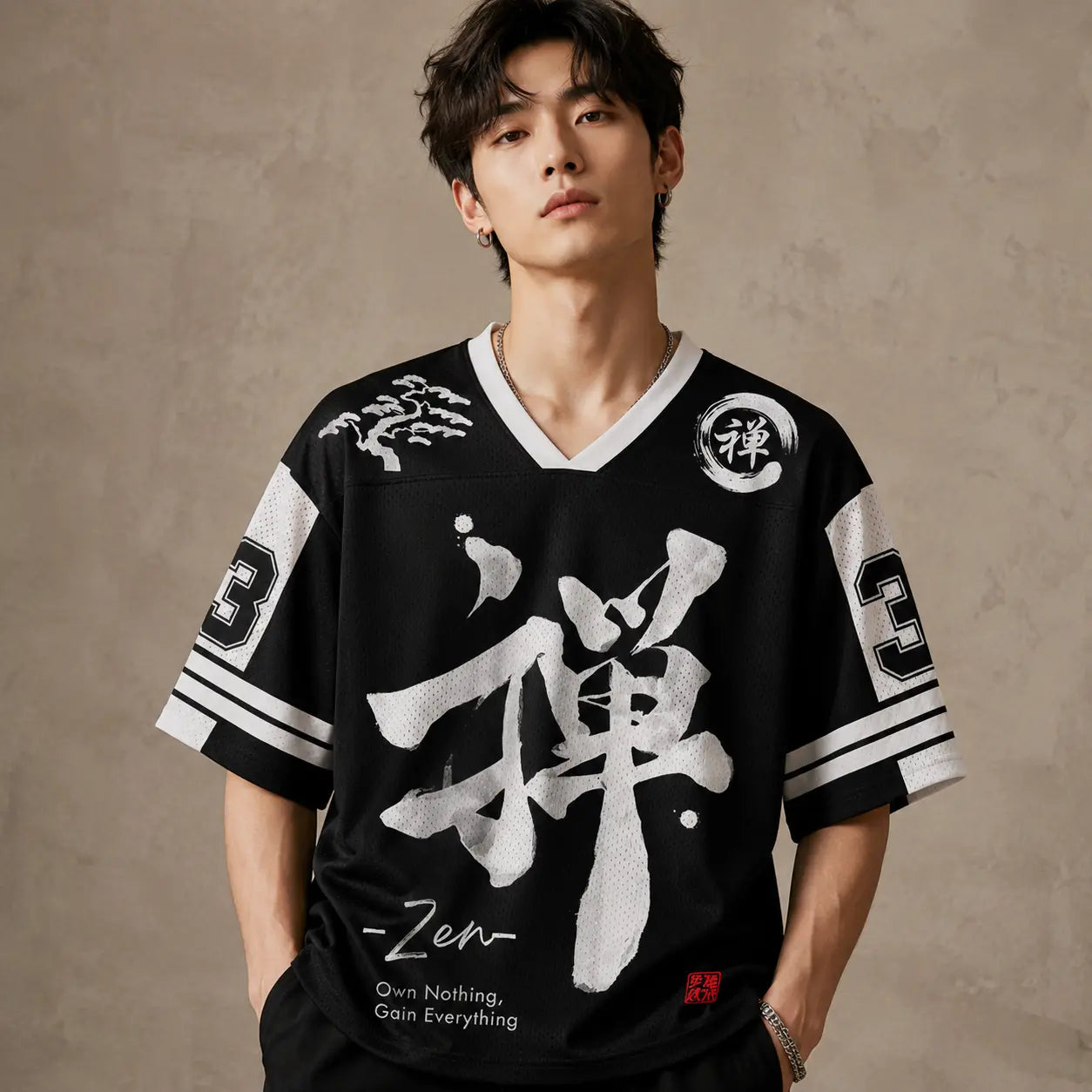 Zen Bonsai Kanji Jersey Shirt Own Nothing Gain Everything 3 Chaosbornwear